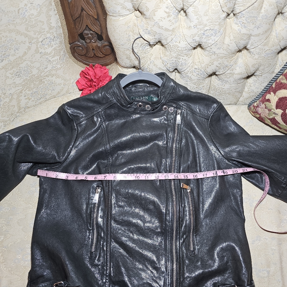 Ralph Lauren Black Leather Motorcycle Jacket - Picture 4 of 9